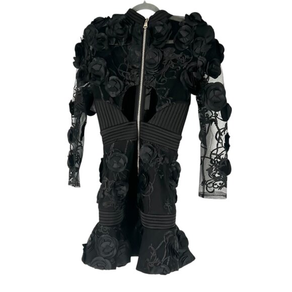 NWT Zhivago The Vendetta Black Floral Mini Dress Size 4 - Picture 4 of 11